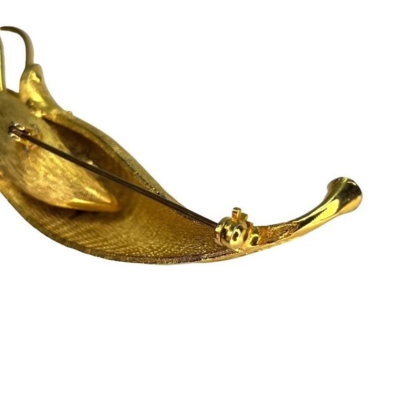 VTG 1960's Gold Floral Brooch Art Nouveau Style Costume Jewelry 3.5" VINTAGE - Picture 8 of 11